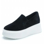 Moodsad 8CM Ehtne Nahk S&uuml;gis Kevad Platvormkilp-kontsaga Lamedad Hingavad Tossud Paksude Kontsadega Vabaaja Naiste Loafers Mokka Kingad 34 must