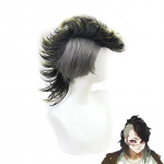 Anime Shinazugawa Genya Cosplay Parukad Anime Demon Slayer: Kimetsu No Yaiba Must ja Kollane Stiil K&otilde;rge Temperatuuriga Kiudjuustest Parukas as the picture-