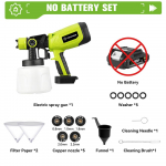 ONEGREEN 1400ML Elektriline pihustusp&uuml;stol 850W Juhtmeta v&auml;rvipihusti HVLP Auto M&ouml;&ouml;bel Terasest Elektrit&ouml;&ouml;riistad Makita 18V Aku Pin-le Without Battery
