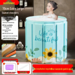 Kokkupandav isoleeritud t&auml;iskasvanute leotusvann - &Uuml;mberminekuvastane, puuvillase polsterdusega, suur suurus (Sinine/roosa) Cotton-Padded Thickened Tub