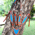 Kvaliteetne ratsaspordi sadulavarustus L&auml;&auml;nemaailma nahast peapael rinnarihm M t&uuml;rkiissinine