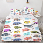 Lightning McQueen tekikate komplekt Tekk Voodipesu 3D Laste voodipesu komplekt 3-osaline 1 tekikate Kuninga suurus 90X200CM white