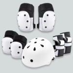 Rulakaitsevarustus, paksustatud, kiivrid, tasakaalurattad, uisutamine, p&otilde;lvekaitsmed, rulluisutamise kaitsevarustus, 7-osaline komplekt XL (helmet with L) white