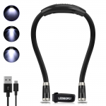 LEDBOKLI kaelavalgusti, LED raamatuvalgusti, 6500-7000K, 3-astmeline h&auml;mardamine, lugemisvalgusti, k&auml;ed-vabad, USB laetav, 360-kraadi reguleeritav, 650mAh, t&auml;iuslik