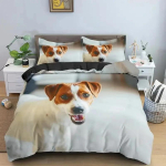 3D Prindi Armas Jack Russell Koer Voodipesukomplekt Kahekohaline Twin King Suur Tekikate Tekk Padjap&uuml;&uuml;r Poistele T&uuml;drukutele T&auml;iskasvanute Magamistuba 70x133cm