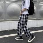 Meeste vabaaja p&uuml;ksid, ruuduline pahkluu pikkus, vaba lai jalg, mis sobib elastne v&ouml;&ouml;koht mood p&uuml;ksid t&auml;navar&otilde;ivad Harajuku Korea retro siset&uuml;kid S