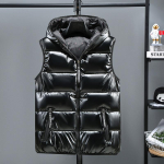 Meeste ja naiste mood S&uuml;gistalvine vest Mantlid ja jakid Paksu krae &uuml;hev&auml;rviline puuvillane vest sulejope Varrukateta vest 6XL must