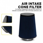 Blue 4 inch Inlet Truck Air Filter DryFlow Clamp-On Round Cone Air Intake Kit V