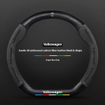 Auto libisemiskindel seemisnahast rooliratta kate Volkswagen Passat Golf GTI Beetle Tiguan Touareg Polo T-ROC ID.3 ID.4 Jetta T-Cross jaoks D Style Black