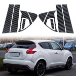Auto lisavarustus Juke'ile Ribad 10 tk Ukse liistud L&auml;ikiv must Autoakna liistud T&auml;iesti uus seisukord S&uuml;sinikkiust v&auml;limus Carbon fiber look