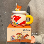 Zootopia Judinick keraamiline kruus kaanega kodune paarivesikupicc laste j&otilde;ulu-s&uuml;nnip&auml;evakingitus 500ml