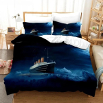 Titanic Voodipesu Komplekt &Uuml;he- ja Kahekohaline Poistele T&uuml;drukutele Kingitus Tekk Kodutekstiili Armastajale Jack Ja Rose Romantiline Tekikott AU Single(140*210cm)3pcs black