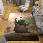1 tk Disney Star Wars Yoda mustriga vaip Ala vaip libisemiskindel vaip k&auml;sipesuprogrammiga p&otilde;randamatt Sobib elutuppa, magamistuppa, kodu kaunistamiseks 80cm by 120cm beige