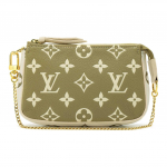 LOUIS VUITTON Pochette Accessoires Klassikaline Monogramm Reljeefne Kett-&Otilde;lakott Mini Naiste Beež/Roosa Basic set bag (bag+dust bag) pruun/roosa