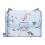 Michael Kors MK Jet Set T&uuml;druk Muster Prindi Kunstnahast Ja Veisenaha Crossbody &Otilde;lakott Keskmine Naiste kotid 35T2S5CL2B White/Light Blue
