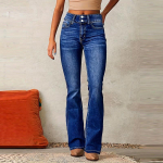 Vintage Keskmise V&ouml;&ouml;kohaga Pesitud Venivad Teksap&uuml;ksid Naistele Mikro Laienevad P&uuml;ksid Vabaaja T&ouml;&ouml;le K&auml;ivad Naiste Denim P&uuml;ksid Trendikas Streetwear L must