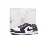Jordan Air Jordan 1 Slip Resistant Coverage Low top Vintage Basketball Shoes Unisex Black Gray 553558-152(Team15-SBOX) 45