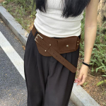 Korea V&ouml;&ouml;kotid, Retro Pruun Suede Reguleeritava Rihmaga V&ouml;&ouml;kotid Taskutega, Y2k T&uuml;drukute Seelikutasku, Naiste Vintage Laiade Rihmadega V&ouml;&ouml;kotid pruun