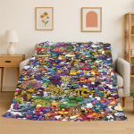 Armas Pokemon Pikachu Multifilmi Flanellist Tekk Pehme Soe Visketekk Magamistoa elutoa Voodi Reisi Telkimiseks Piknikuks Lapsed 75x100cm gray