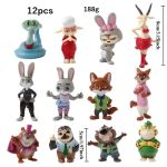 12 tk/komplekt Zootopia Animatsioon Anime Kuju Zootropolis Utopia Tegevuskuju M&auml;nguasjad Laste Toa Kaunistused Koogikaunistus gray