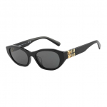 Miu Miu Logo Disain Ovaalsed P&auml;ikeseprillid Unisex P&auml;ikeseprillid Mustad SMUA03SF Eyeglass Case/Pouch+Box