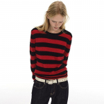 Retro v&auml;rviplokkide triibuline pikkade varrukatega kampsun naistele Korea stiilis laisk l&ouml;ss &uuml;mmarguse kaelusega pullover s&uuml;gis- ja talvekampsun S punane
