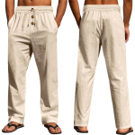Casual Men Beach Trend Button lahtised nahas&otilde;bralikud hingavad linasest spordip&uuml;ksid S khaki