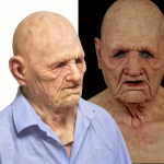 Realistlik, kortsuline vanaisa mask One size fits all adults beež