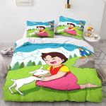 Anime T&uuml;druk Heidi Tekikate Komplekt 2 tk Hotellikvaliteediga Tekikate Voodipesu Komplekt Voodikatted Padjap&uuml;&uuml;ridega T&otilde;mblukuga 70x133cm-2pcs blue