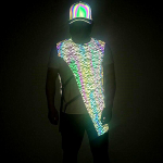 2026 Techwear stiilis Ebakorrap&auml;rane disain V&auml;rviline Peegeldav Vest Mehed Naised &Ouml;&ouml;klubi DJ Laulja Hip Hop V&ouml;&ouml;tkost&uuml;&uuml;m S