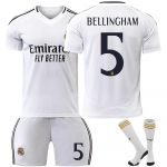Real Madrid Bellingham Laste Jalgpallis&auml;rgi Komplekt Pol&uuml;ester Hingav Kiiresti Kuivav 100-110cm Valge 100-110 cm