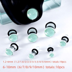 10/16/18 tk Klaasist K&otilde;rva-Gauged Venituskomplekt L&uuml;hike Koonuslaiendaja Mugavad Surma-Venituspistikud Kummir&otilde;ngastega Hull Kehe-Ehted 1.6-10mm 16pcs puhas