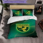Norwich City Football 3-osaline voodipesukomplekt Pehme tekikott komplekt padjap&uuml;&uuml;ridega Tr&uuml;kitud magamistoa dekoratsioonikomplekt koduks 135cm*200cm