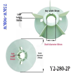 Kolmefaasilise mootori plastist ventilaatorilabidas seeriale Y2/YE2-160YB2 (Suurused 100, 112, 90, 71, 63, 80) 280-2