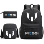 Jalgpallistaar Messi Prindiga Noorte Alg- ja Keskkooli &Otilde;pilaste Koolikott Kolmeosaline Komplekt Meeste ja Naiste Seljakott Three piece set black