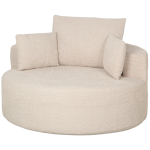 &Uuml;mmargune Chenille'ist diivanipuff Suur iste 2 patja 1 seljatugi 1 piklik padi 250 kg kandev&otilde;ime 130x130x82cm Kreem