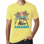 Meeste vintage T-s&auml;rk Graafiline T-s&auml;rk Summer Triangle Sarand&euml; Pale Yellow XS kahvatu goldenrod v&auml;rv