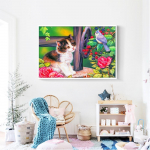 5D DIY Teemantmaal, T&auml;is&uuml;mmargune loomakassi tikandid Pilt Rhinestone Diamond Home Decor 20X30CM