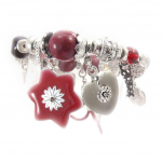 Les Tr&eacute;sors De Lily [C5448] - Bracelet Cr&eacute;ateur 'Jardin Japonais' Rouge Cerise punane