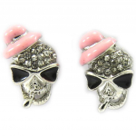 Les Tr&eacute;sors De Lily [L6426] - Boucles Cr&eacute;ateur 'T&ecirc;te de Mort' rose argent&eacute; Heleroosa