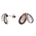 Les Tr&eacute;sors De Lily [R0774] - Boucles d'oreilles Argent 'Meghan' gris rose (quartz) argent&eacute; (rhodi&eacute;) - 15x10 mm Heleroosa