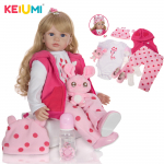 KEIUMI 24 tolli Lovely Reborn Baby Dolls 60 cm Pehme Silikoon Vin&uuml;&uuml;l Kuldsed lokid Baby Doll Reborns M&auml;nguasjad Lastep&auml;evakingitus 24 inch