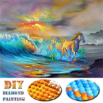 DIY 5D teemanttikandid maastik K&auml;sitsi valmistatud teemantmaal V&auml;rviline puulill 20X30CM