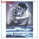 Huacani DIY 5D t&auml;is&uuml;mmargune teemantmaal tikand Teemantmosaiik paariristpistega kodukaunistus Full round 25*30 cm