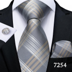 H&otilde;behall 8,5 cm kaelasideme komplekt meestele T&auml;istriibuline siidist lips Hanky ​​mansetin&ouml;&ouml;bid Pulma&auml;ri lips N-7254