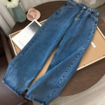 Helesinised Denimp&uuml;ksid Vintage laia s&auml;&auml;rega p&uuml;ksid Naiste Korea sirged pikad p&uuml;ksid k&otilde;rge v&ouml;&ouml;kohaga vabaaja avar s&uuml;gis M