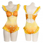 Demon Slayer Cosplay kost&uuml;&uuml;m Kimetsu no Yaiba Kamado Tanjirou Jumpsuit ujumistrikoo ujumistrikoo naiste t&uuml;drukute rannaujumisriided M