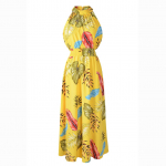Naised Kevadsuvi Seksikas p&auml;itsetega kaelus Beach Bohemian Chiffon Print Lilleline kleit S-XL S oranž