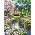 5D teemantmaal, &uuml;mmargune kividega metsamaja maastik Teemanttikandid ristpistes mosaiikmaastik Full Round 60x90CM