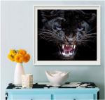 5D isetehtud teemantmaal ristpistes Must tiiger 3D teemanttikandiga kivikivi Full Round 20x20CM